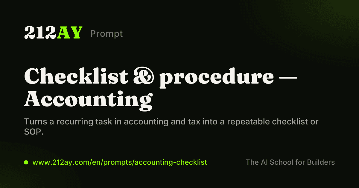 Checklist & procedure — Accounting