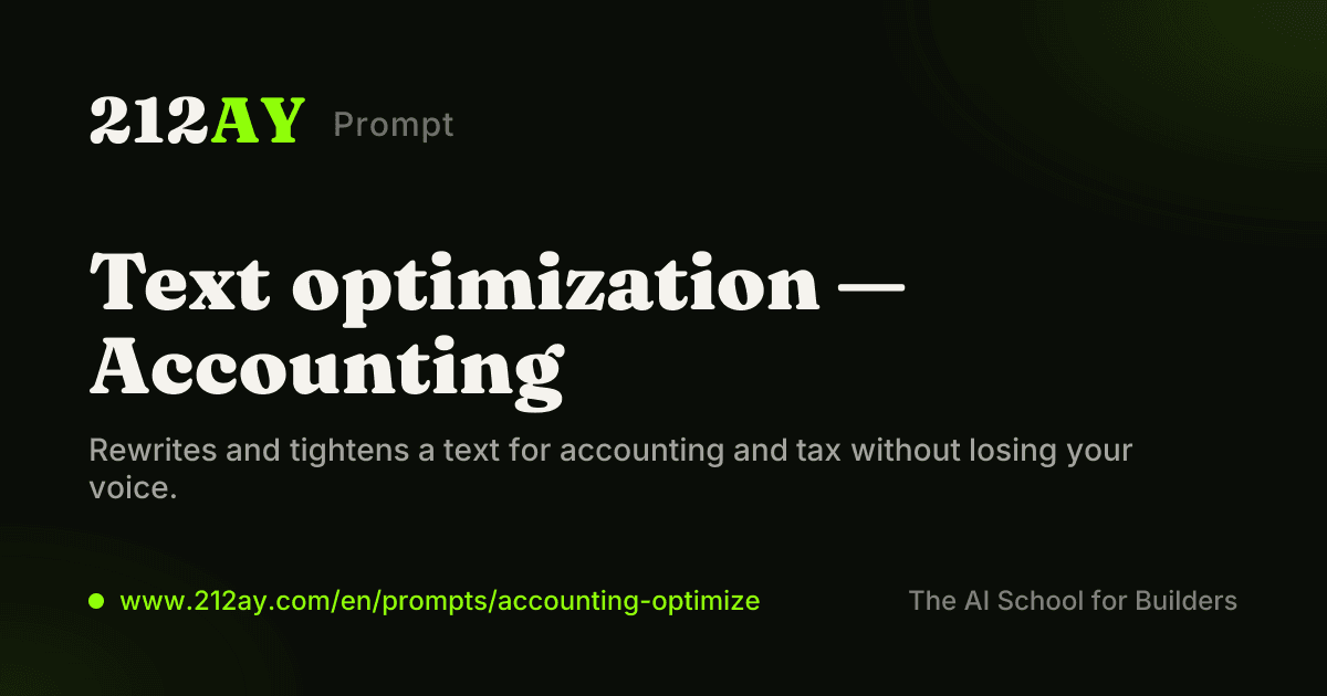 Text optimization — Accounting