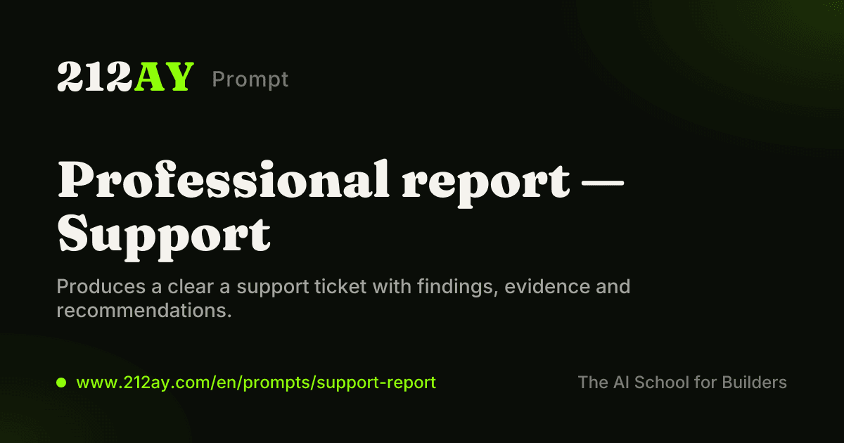 Professional report — Support