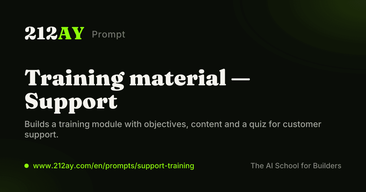 Training material — Support