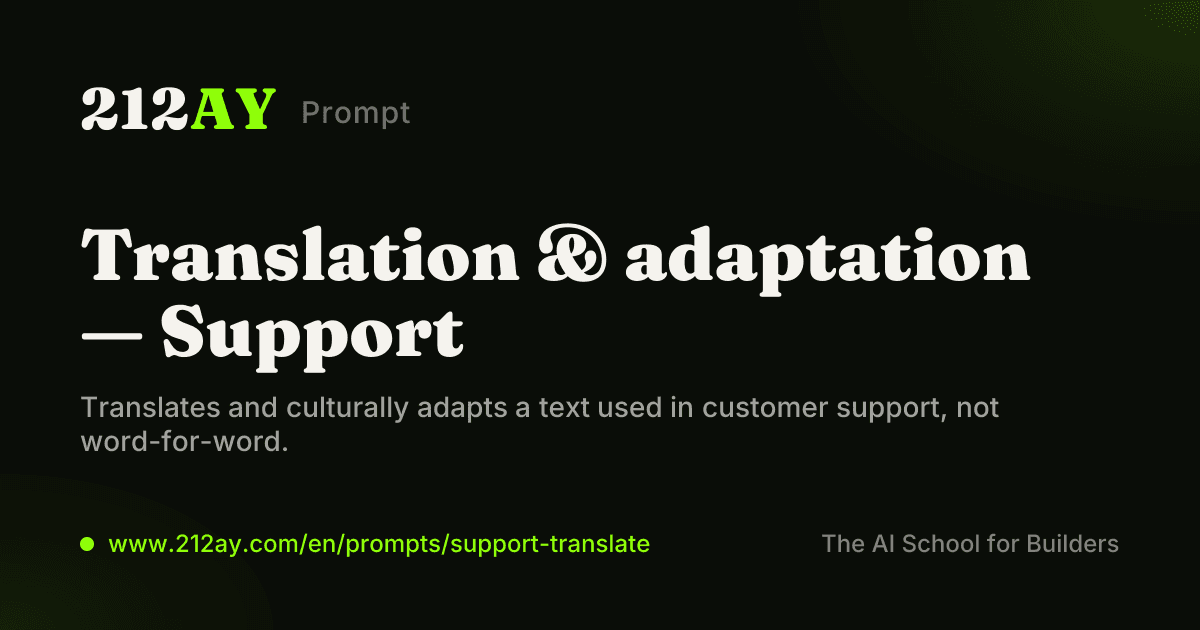 Translation & adaptation — Support