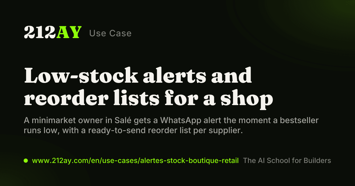 Low-stock alerts and reorder lists for a shop