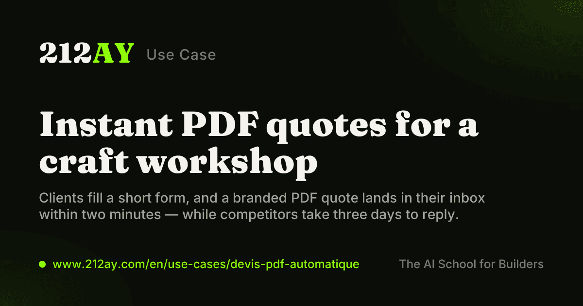 Instant PDF quotes for a craft workshop