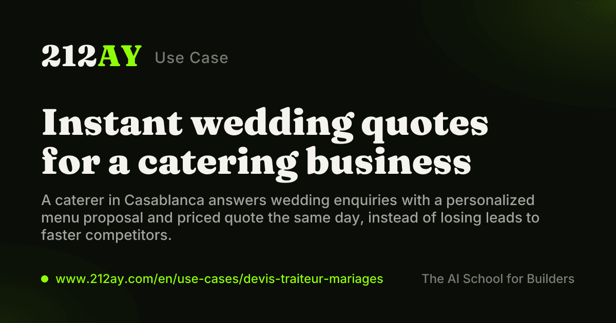 Instant wedding quotes for a catering business