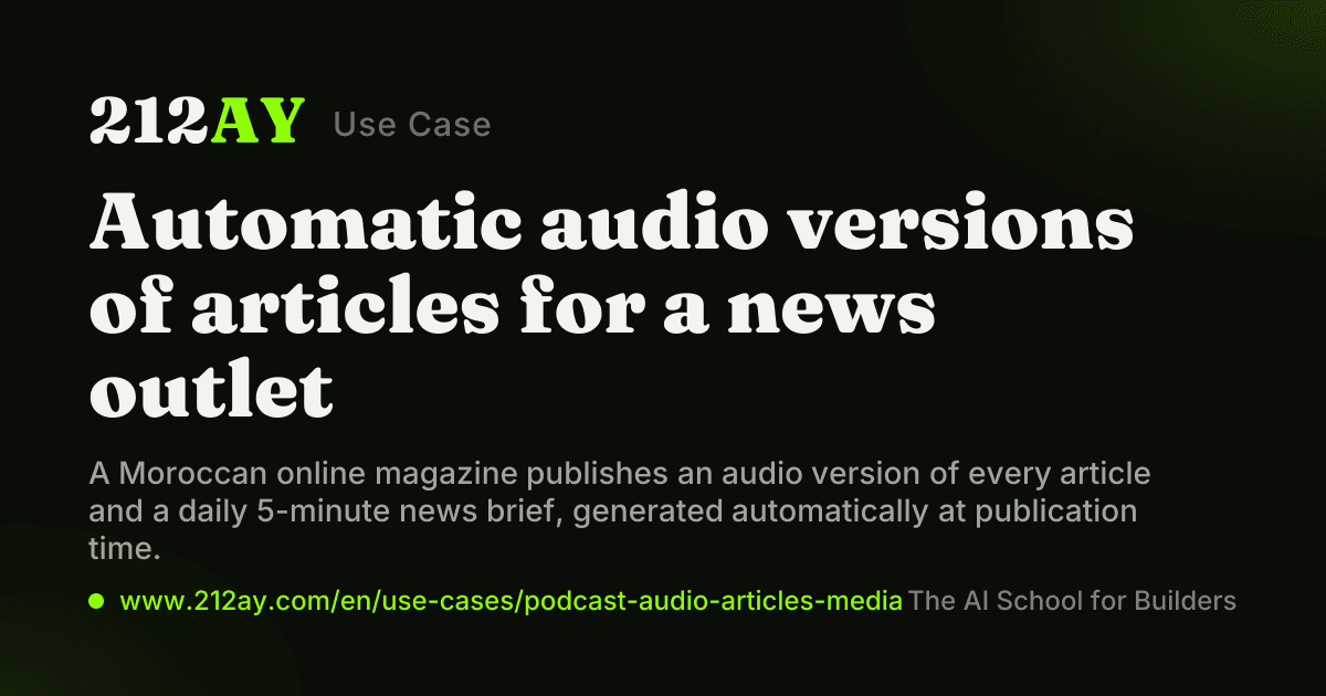 Automatic audio versions of articles for a news outlet