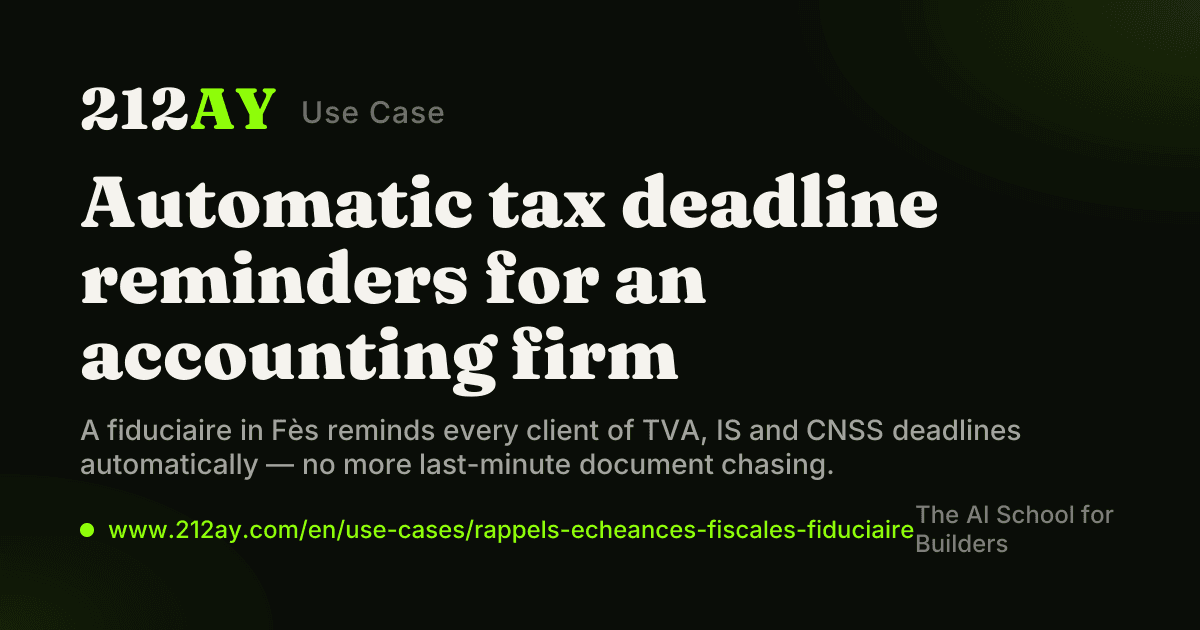Automatic tax deadline reminders for an accounting firm