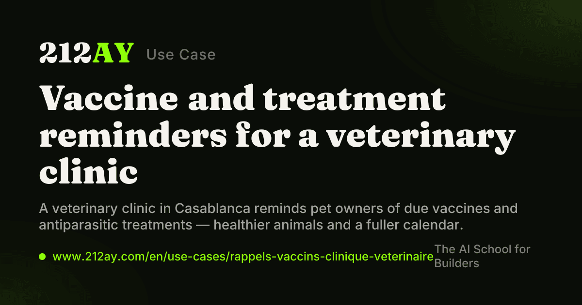 Vaccine and treatment reminders for a veterinary clinic