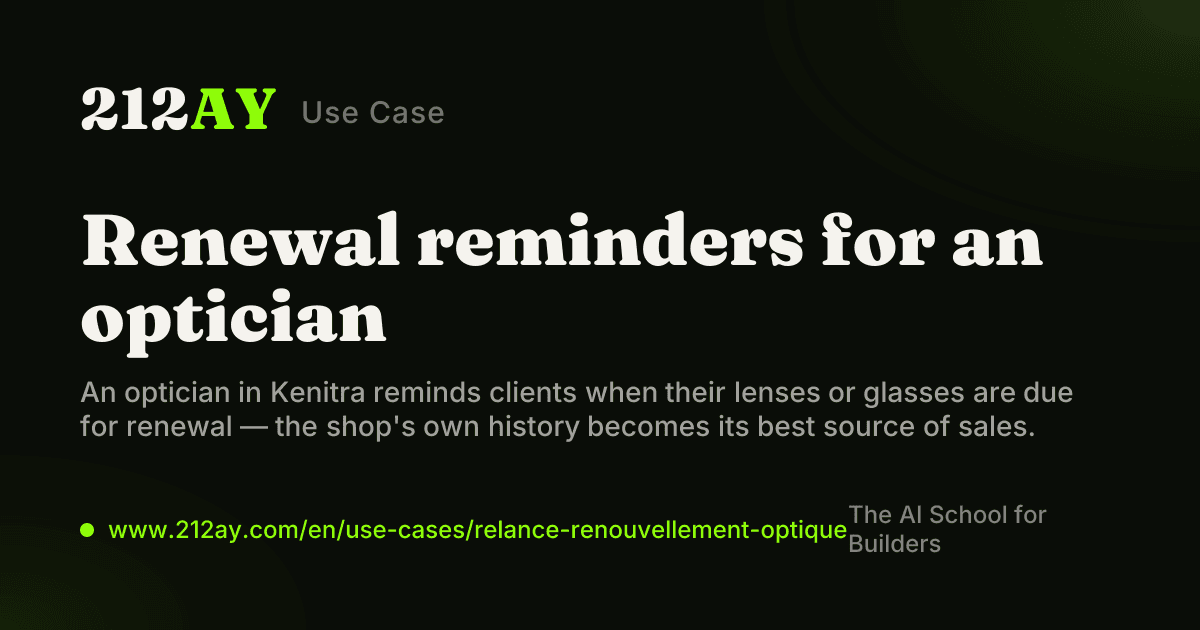 Renewal reminders for an optician