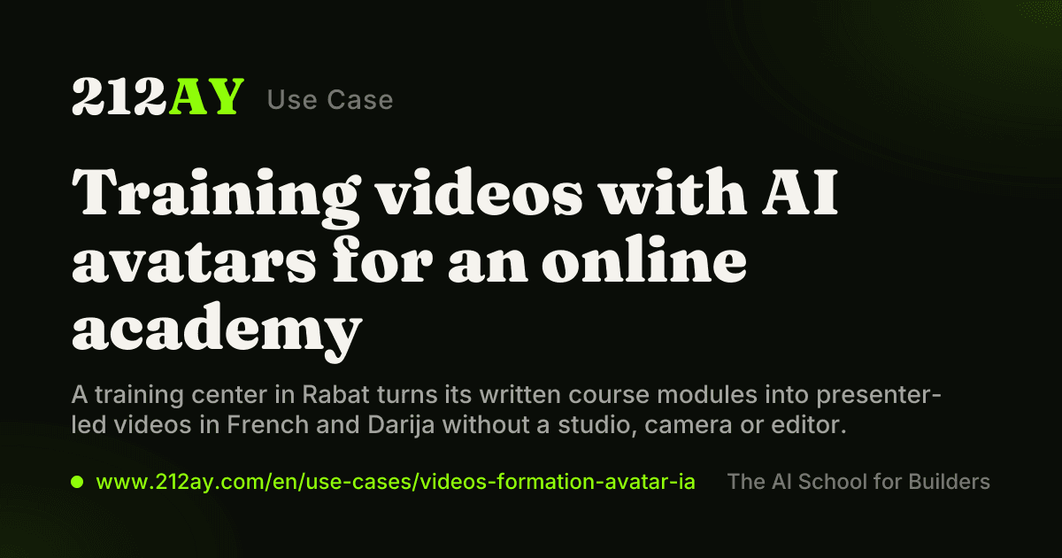 Training videos with AI avatars for an online academy
