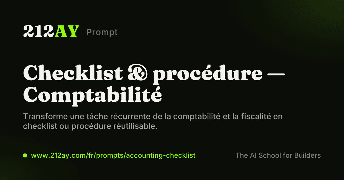 Checklist & procédure — Comptabilité