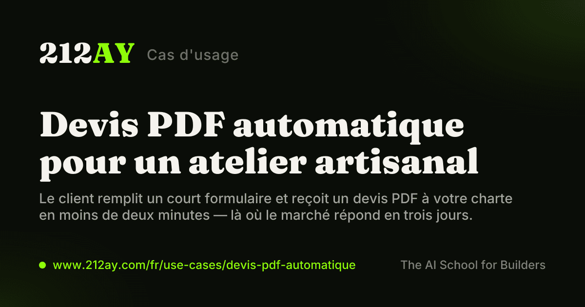 Devis PDF automatique pour un atelier artisanal
