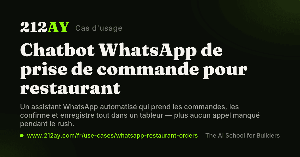Chatbot WhatsApp de prise de commande pour restaurant